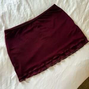 Edikted Deep Burgundy Mini Skirt